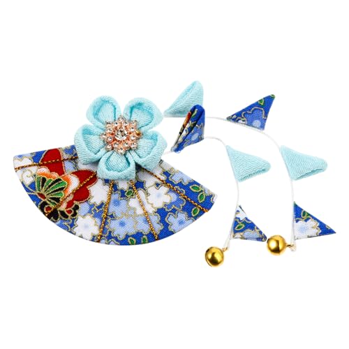 Beatifufu シー日式フラワータッセルヘアクリップ 和風発飾 着物 浴衣 冠婚葬祭に 手作りの美しいデザイン 青色 優雅