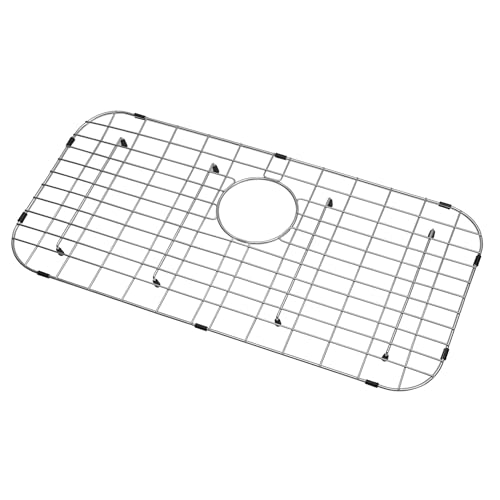 LQS Kitchen Sink Grid, Sink Protector 27 9/16" x 13 9/16" with Rear Drain Hole for Single Bowl, Stainless Steel Sink Grid, Sink Protectors for Kitchen Sinks, Sinks Bottom Grid by LQS - Used condition - US$36.74