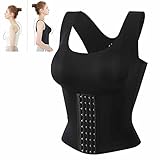 Weicher und Bequemer 2-in-1-BH, Weicher und Bequemer 2in1 BH, Unterhemd mit BH 2 in 1, 4-in-1 Shapewear 4-in-1 Taille Geknöpfter BH Shapewear, Tryshape Shaper Orthopädischer 1/2 Cup BH (Black,L)