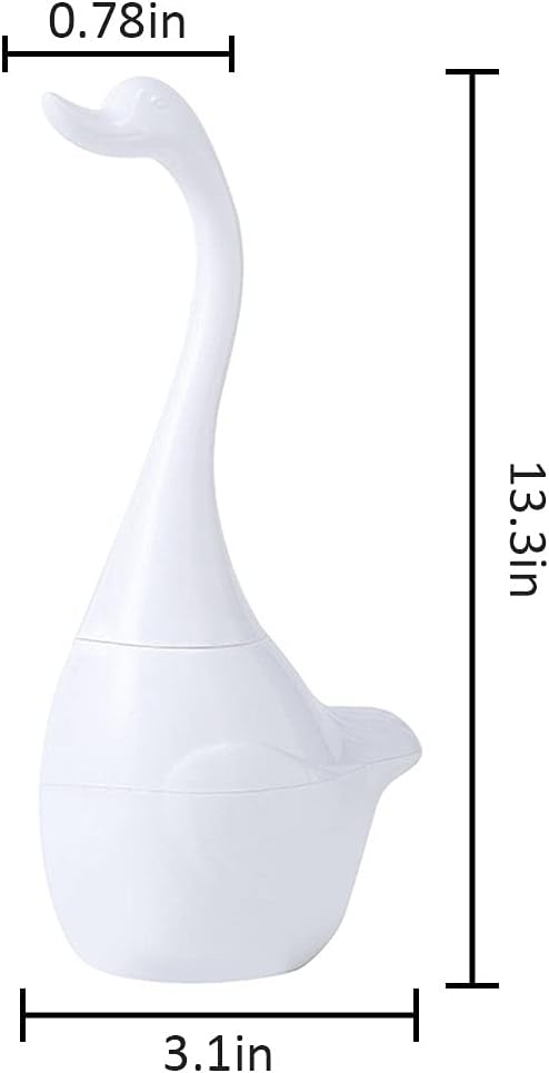 Plastic Toilet Brush and Holder Creative Swan Bathroom Toilet Brush and Plunger Animal Statue Decorative Toilet Bowl Brush Holder for Bathroom Storage -White