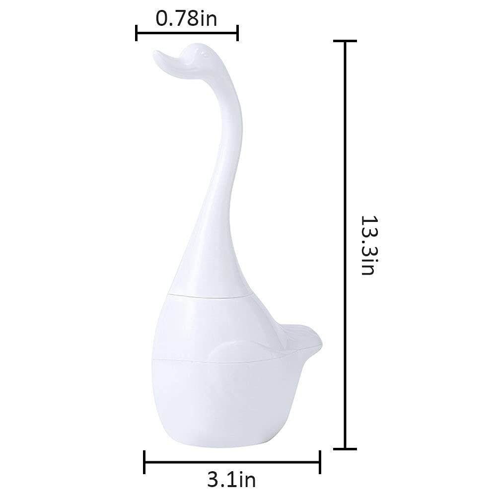 Set WC Cigno Creativo – Scopino E Portascopino In Plastica – Design Animale Per Decorare Il Bagno (Bianco)