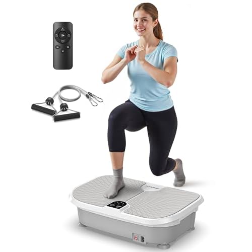 FEIERDUN Vibration Plate Exercise Machine, 400 LBS Capacity Vibration Plate for Lymphatic Drainage, Max Space for Whole-Body Workout & Relaxation at Home Grey