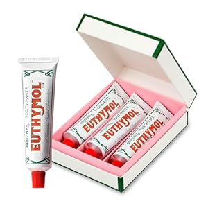 EUTHYMOL Original Toothpaste Travel Set (1.4fl oz, Pack of 3) – Stocking Stuffers. Fluoride-Free Toothpaste for Sensitive Teeth & Gum. Bad Breath, Cavity Prevention,. 12-Hour Long Lasting Freshness.