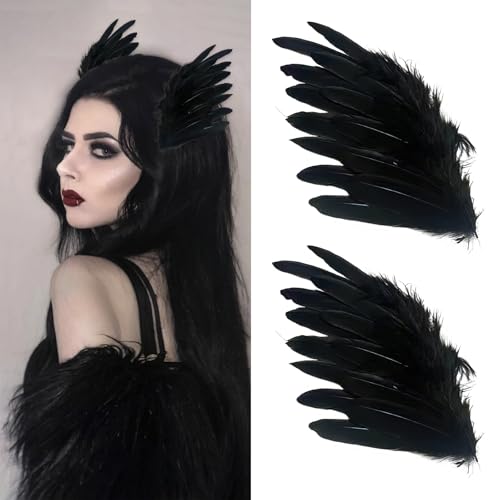 Pinces cheveux aile d'ange pour fixer vos coiffures de cosplay et déguisements de corbeau