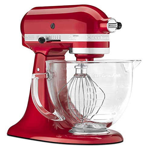 KitchenAid KSM155GBCA 5-Qt. Artisan Design Series with Glass Bowl - Candy Apple Red
