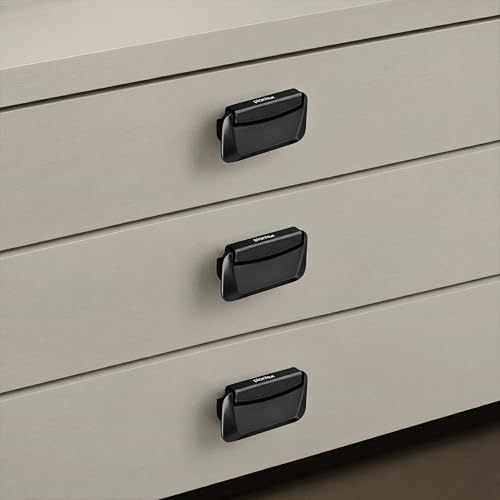 Image of Plantex Drawer Kadi /3 Inch Chest Handle for Drawer /Rectangular Cabinet Kadi /Pull-Push Kadi for Home /Office Drawer - Pack of 3 (DTK-295, Black)