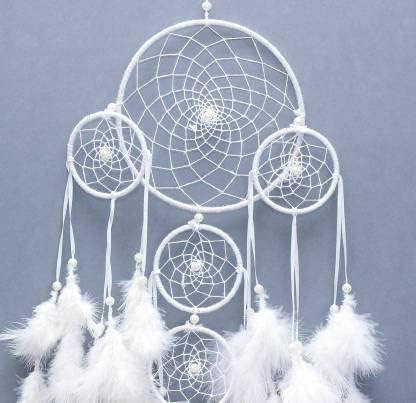 Samyuktha Dream Catchers Wall Hangings Feather Wind Chimes for Car Bedroom Handmade Wall Décor & Home Decorative Items|White