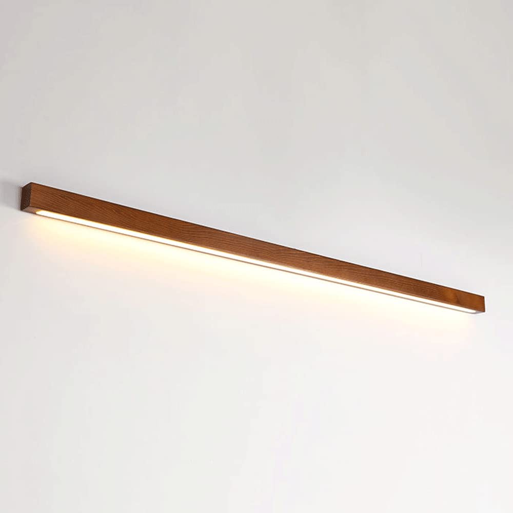 Mjsdjof Wood Long Strip Wall Sconce, Walnut Wood Bedside Lamp, Background Wall Atmosphere Lamp, Modern LED 3 Color Mode Wall Washer Lamps for Dining Room, Living Room, Staircase Wall