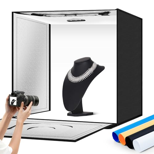 ZKEEZM Light Box Photography 24x24 with 120LED Lights and 4 Color Backdrops Photo Box with Lights Foldable Light Box with Adjustable Brightness 6000-6500K Dimmable Portable Picture Box Shooting
