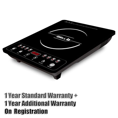 Image of iBELL 20YO 2000W Induction Cooktop with Full Touch Control, Auto Shut-Off & Overheat Protection, Crystal Glass Surface, 1+1 Year Warranty, Compact Design (Black)