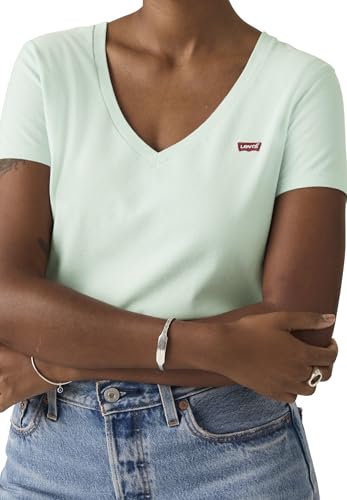 Levi's T-Shirt à col en V Parfait pour Femme, Bleu pâle, Taille L