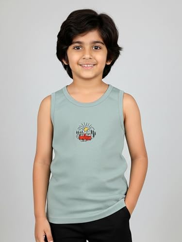 Image of KiddoPanti Boys 100% Cotton Vest Pack of 3 | Cotton 1x1 Rib Knit Sleeveless Innerwear | Soft & Breathable Kids Vest