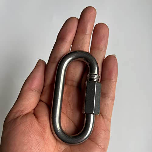 Lependor Quick Links, 304 Stainless Steel Carabiner D Shape Chain Links For Camping, Outdoor, Fence Gate Swings, Pet Dog - 2 Pcs M10 (3/8") #TOP4
