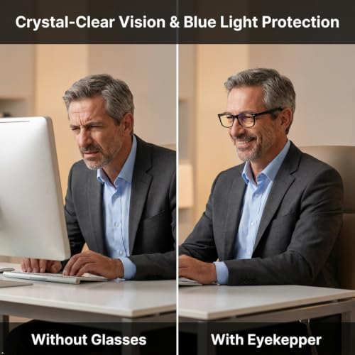 Image of Eyekepper Blue Light Reading Glasses Men Women 2.5, Small Black Brown