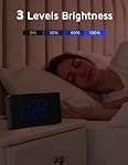 GOLOZA Projection Alarm Clock, Digital Clock with Modern Curved Design 180° Rotatable Projector, 3-Level Brightness Dimmer, Clear Blue LED Display, Progressive Volume, 9mins Snooze,12/24H, for Bedroom