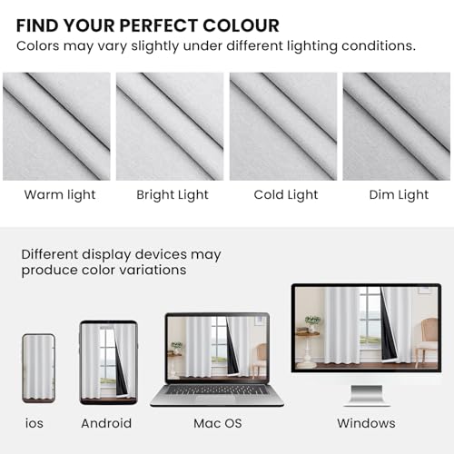 CYCMACO Faux Linen Blackout Sliding Door Curtains 84 inch Long, 100% Blackout Patio Door Curtain Durable Thick, Room Divider Grommet Thermal Curtain for Bedroom (W100 x L84 inch, Off-White) by CYCMACO - Used condition - Image 7