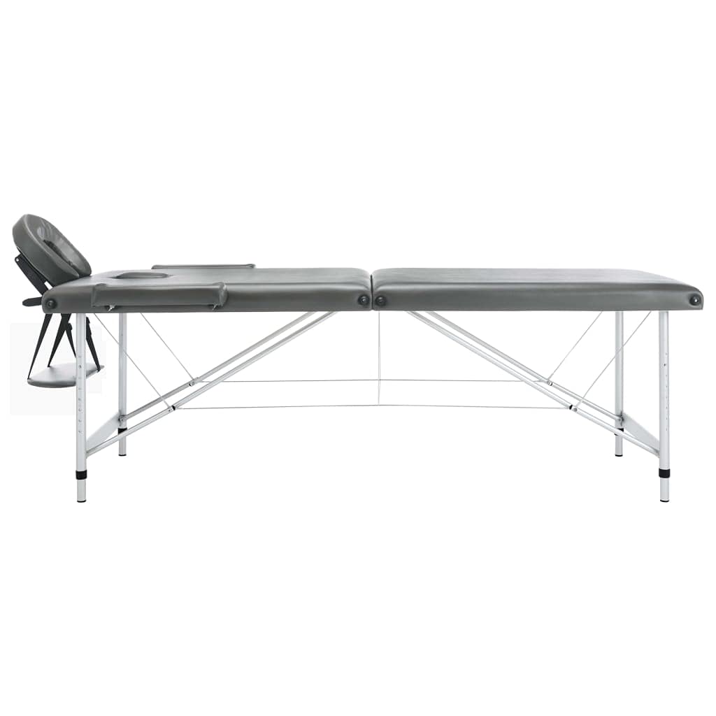 vidaXL Massagetisch mit 2 Zonen Tragetasche Höhenverstellbar Massagebank Massageliege Kosmetikliege Therapieliege Aluminiumrahmen Anthrazit 186x68cm