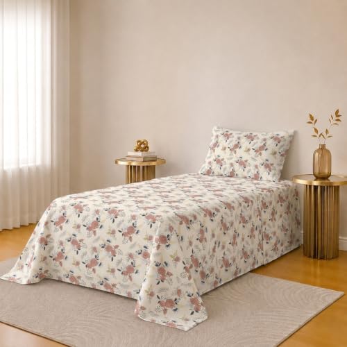 Image of IVAZA Turkish Cotton 280 TC Super Soft Warm Bedsheet Set for Single Size Bed, Durable bedsheet with 1 Pillow Cover Tan