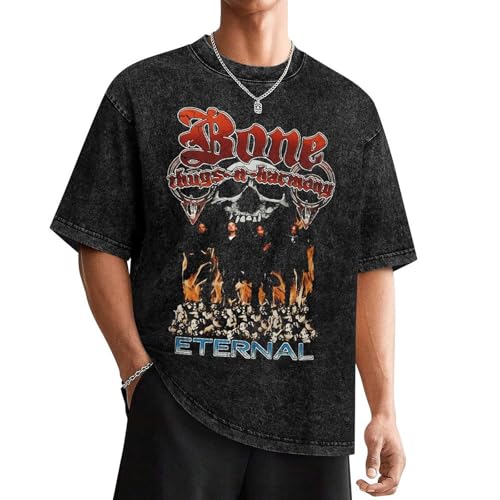 Youth Men T-Shirt Crewneck Short-Sleeve Bone Thugs Rock-N-Musi Harmony Band T-Shirts, Oversized Cool Cotton Tee Top Shirt for Mans, Retro Streetwear Custom Tees Top S