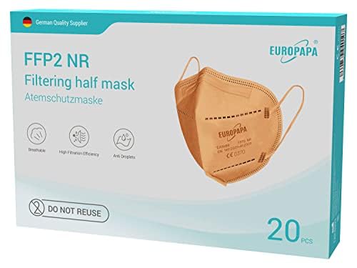 EUROPAPA® 20x FFP2 Orange Masken Atemschutzmaske 5-Lagen Staubschutzmasken hygienisch einzelverpackt Stelle zertifiziert EN149:2001+A1:2009 Mundschutzmaske EU2016/425