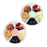 GoBe Kids Coral Pink and Mint Green Large Snack Spinner - Reusable Snack Container with 5 Compartment Dispenser and Lid | BPA and PVC Free | Dishwasher Safe | No Spill, Leakproof