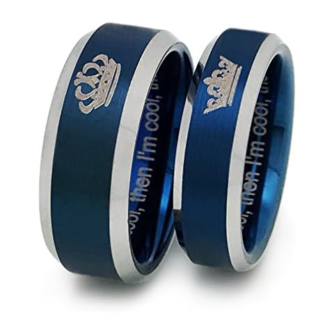 Kriskate & Co. King and Queen Tungsten Rings, Personalized Couples Ring Set, His and Hers Tungsten Wedding Bands, Anniversary Rings TCR383 (With Inside Engraving) Cover