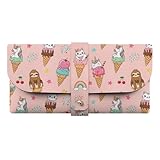 MUMEHAZ Fashion Leather Eyeglass Cases Cute Animals Ice Cream Sloth Panda Cat Unicorns Pink Soft Slim Sunglasses Pouch Portable Lightweight Eye Glasses Case