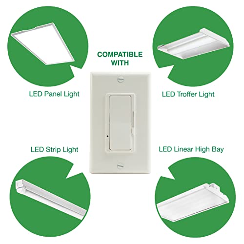Low Voltage Dimmer Switch For 0-10V Led And Fluorescent Fixtures, Single-Pole/3-Way Dimmer Switch, Multi Gang Installation, White (Dimmer, 1 Pack) #TOP3