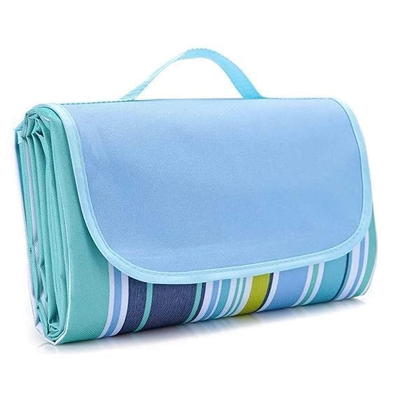 Narah ventures Big Picnic Mat Plastic Extra Large Big Beach Outdoor Picnic Blanket Waterproof Foldable Portable Handy Tote Park Grass Picnic for Travel Sports Home Yoga (Blue Lining, Picnic Blanket)-image-6