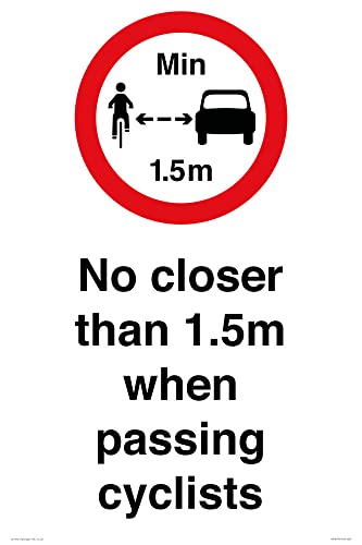 Panneau No closer than 1,5 m cyclts A2P pour signalisation routière 400x600