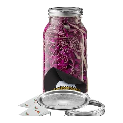 Wide Mouth 64 oz Mason Jar with Lids and Bands Bundled with, KangarooBands Jar Opener, and Package Of Jar Labels | Canning, Fermenting, Pickling, DIY Decors Projects (Half Gallon) Cover