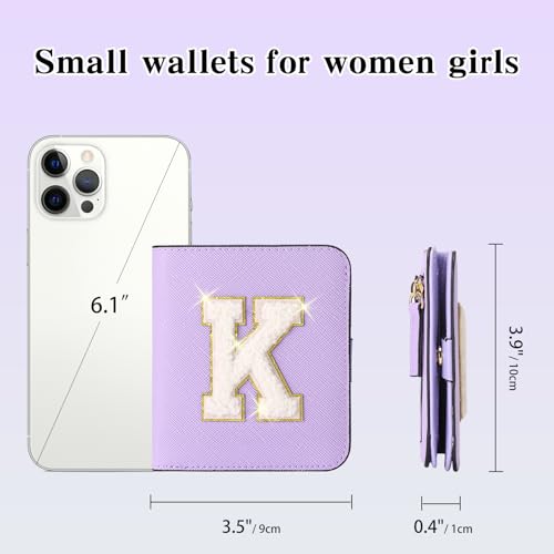 Image of RNIEGA Initial Wallet Women Small Teen Girl Gifts Trendy Stuff Girls Wallets Personalized Christmas Birthday Gift for Women Friends Daughter Granddaughter 6 7 8 9 10 11 12 13 Year Old Purple K