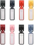 8 PCS Waterproof Leather Luggage Tags with Name Id Card, Travel Luggage Tag, Durable Travel Accessories (8 Colors)