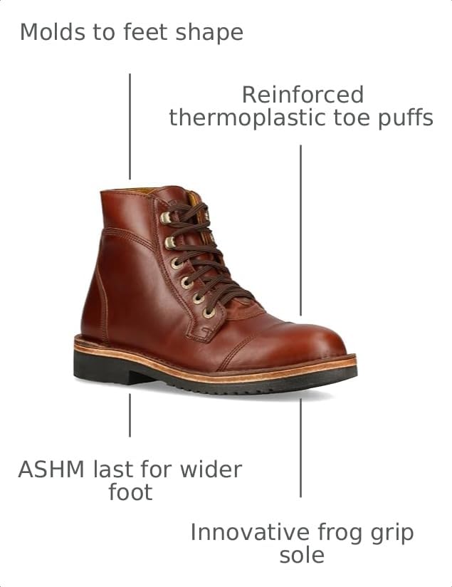 Image of JIM GREEN Numzaan Frog Sole Boots Lace-Up Water Resistant Full Grain Leather Work or Hiking Boot