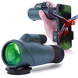 Monocular Compacto Profesional - Lente con recubrimiento FMC, el prisma BAK4 ofrece imágenes particularmente estables mediante la refracción óptima de la luz, le ofrece una experiencia excelente. Ideal para observación de aves, safari, camping, observación de estrellas, viajes, conciertos, exploración al aire libre, observación de juegos deportivos, etc.
