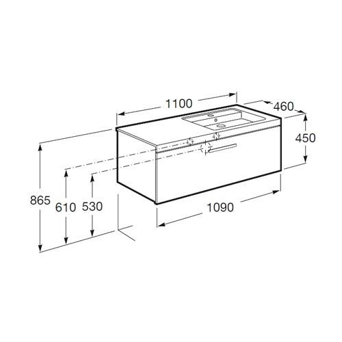 Roca a855949322 unik-1 szuflada biała 1100 akcesoria łazienkowe z prawej strony firmy bains-meuble-bain-meuble-prisma i lustro