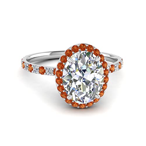 Image of Choose Your Gemstone Oval Halo Ring 925 Sterling Silver Oval Shape Halo Engagement Rings Gemstone Wedding Promise Gift Casual Wear Party Wear Daily Wear Office Wear US Size 4 to 12