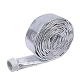 BuyUneed Car Aluminized Sleeving Heat Sheathing Roll - Heat Radiant and Prevent Vapor Lock Heat Shield for Brake Cable/Fuel Line/Spark Plug (1inch(I.D. Wide) - 72'')