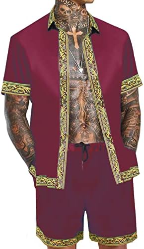 OYOZONE Mens Beach Outfits 2 Piece Cruise Attire for Men Floral Suit Men Outfits 2 Piece Fashion Hip Hop African Clothes