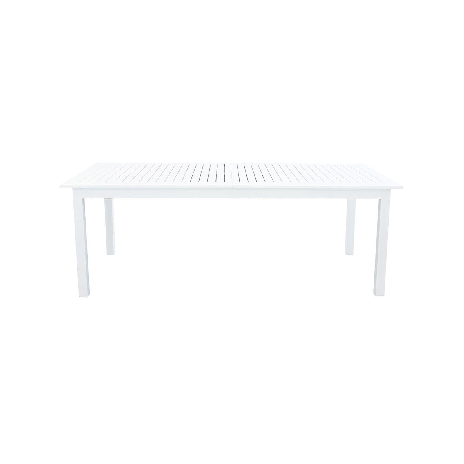 Decor Space Tavolo allungabile Ibiza Bianco in alluminio dogato da esterno per giardino e veranda (Tavolo/220-280 x 100 cm)