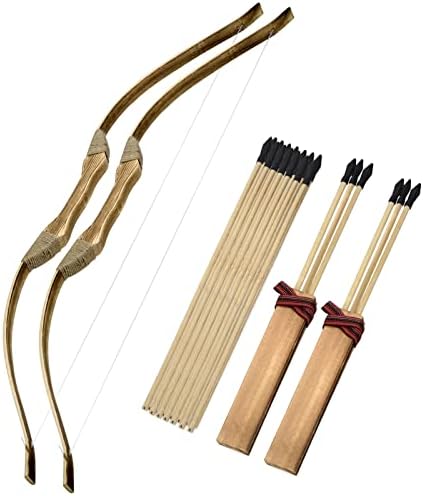 Wooden Bow and Arrow Set, Handmade 32 Inch Toy Bow and Arrow for Kids 4-6 8-12, 2 Bows 2 Quivers and 20 Wood Arrows, Archery Set Outdoor and Indoor Games Toys, Gifts for Kids Youth Boys and Girls Wooden Bow and Arrow Set, Handmade 32 Inch Toy Bow and Arrow for Kids 4-6 8-12, 2 Bows 2 Quivers and 20 Wood Arrows, Archery Set Outdoor and Indoor Games Toys, Gifts for Kids Youth Boys and Girls