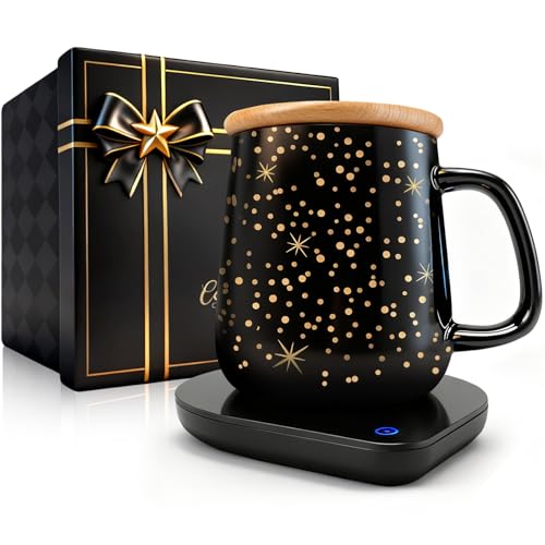 Image of Tsmsv Coffee Cup Warmer with Mug Set: 2026 Upgraded Gifts for Christmas, Black