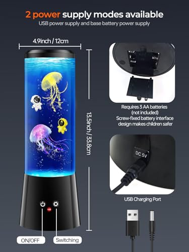 Image of Jellyfish Lamp,16 Color Mood Astronaut Night Light, Whisper-Quiet Sensory Aquarium Light, Dual Power Mode Decorative Night Lamp with Remote Control & Timer Suitable For Home Office Decoration and Gift