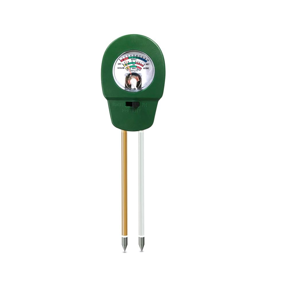 Aundhegrtt Green Three In 1 Soil Detector Soil Ph Meter Fertility Tester Moisture Analyzer Gardening Tool For Flowers Farm Lawn