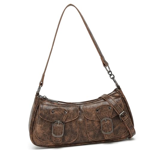Sac à main d'inspiration rétro en cuir PU avec détails rivets et bandoulière confortable