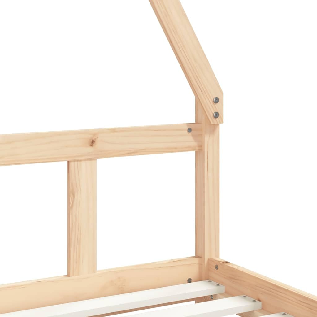 Cama infantil de 90 x 200 cm, madera maciza de pino, diseño con somier y protección contra caídas para habitaciones infantiles y bebés, cama junior estable con madera natural, adecuada a