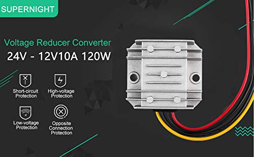 HOMELYLIFE Convertisseur de Tension DC DC 24V à 12V 10A 120W Régulateur Abaisseur Buck Reducer Power Converter Module étanche Transformateur pour Voiturette de Golf （ 24V à 12V 10A）