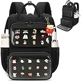 Ita Backpack with Lunch Compartment, Ita Bag Pin Display Lunchbox Back Pack with Insert, 15.6 Inch Laptop College Backpack for School, Travel Bookbag with Lunch Box for Commute Cosplay Concert, Black