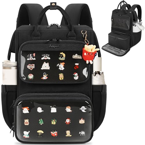 Arcoyard Mochila Ita Bag com enchimento, mochila Ita com lancheira para concertos de anime, cosplay, mochila de almoço de 15,6 polegadas com compartimento para laptop, preta