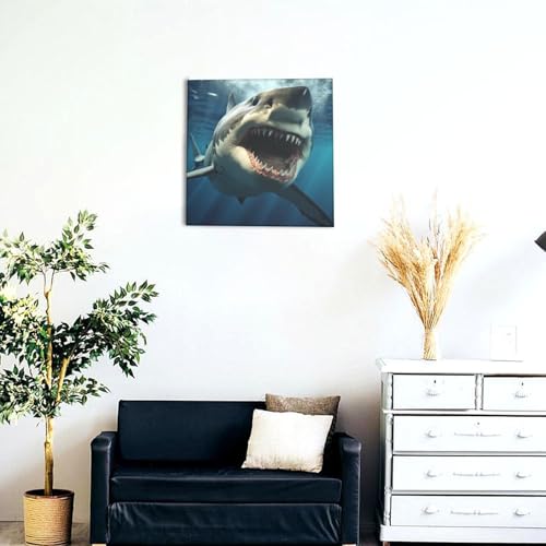 Toile murale requin avec cadre de haute qualité 40cm - 4